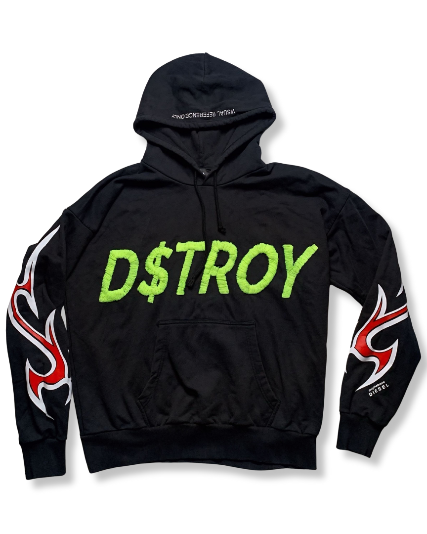 DIESEL | D$troy Red White Flames Hoodie (L) - VOODEED.com / VOO•DEED