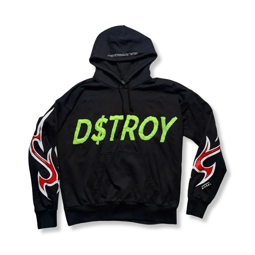 DIESEL | D$troy Red White Flames Hoodie (L) - VOODEED.com / VOO•DEED