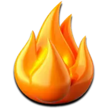 A stylized orange flame icon with glowing yellow inner details.