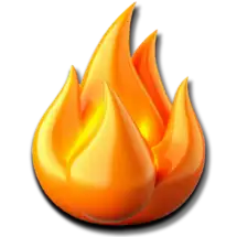 A vibrant orange flame icon with glowing yellow inner details.
